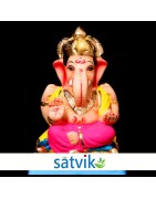 Satvik Eco Friendly Shadu Clay Ganesha Idol- 6 inches (044), Made of Clay Shadu Mati