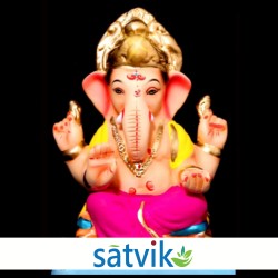 Satvik Eco Friendly Shadu Clay Ganesha Idol- 8 inches (038), Made of Clay Shadu Mati