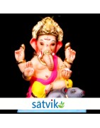 Satvik Eco Friendly Shadu Clay Ganesha Idol- 8 inches (041), Made of Clay Shadu Mati