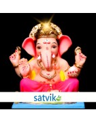 Satvik Eco Friendly Shadu Clay Ganesha Idol- 10 inches (029), Made of Clay Shadu Mati