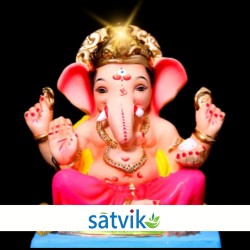 Satvik Eco Friendly Shadu Clay Ganesha Idol- 10 inches (029), Made of Clay Shadu Mati