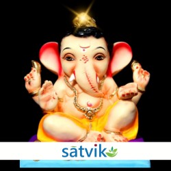 Satvik Eco Friendly Shadu Clay Ganesha Idol- 10 inches (030), Made of Clay Shadu Mati