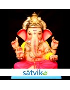 Satvik Eco Friendly Shadu Clay Ganesha Idol- 12 inches (001), Made of Clay Shadu Mati