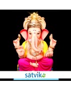 Satvik Eco Friendly Shadu Clay Ganesha Idol- 18 inches (014), Made of Clay Shadu Mati