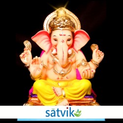 Satvik Eco Friendly Shadu Clay Ganesha Idol- 18 inches (018), Made of Clay Shadu Mati