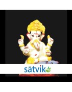 Satvik Eco Painted White Eco Friendly Clay Ganesh Idols- 8 inches (021), Made of Clay