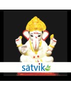 Satvik Eco Painted White Eco Friendly Clay Ganesh Idols- 8 inches (022), Made of Clay