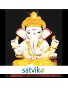 Satvik Eco Painted White Eco Friendly Clay Ganesh Idols- 12 inches (005), Made of Clay