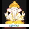 Satvik Eco Painted White Eco Friendly Clay Ganesh Idols- 12 inches (005), Made of Clay