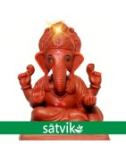 Satvik Natural Red Soil Eco Friendly Ganesh Idols- 8 Inches (035), Made Of Natural Red Soil
