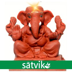 Satvik Natural Red Soil Eco Friendly Ganesh Idols- 10 Inches (031), Made Of Natural Red Soil