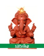 Satvik Natural Red Soil Eco Friendly Ganesh Idols- 12 Inches (005), Made Of Natural Red Soil