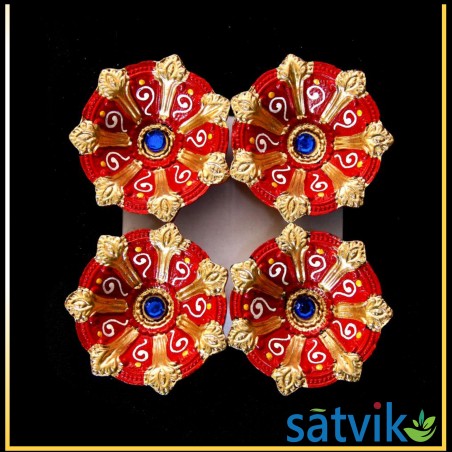Satvik Colorful Clay Diyas (C2) For Diwali Festival, Multicolor Diwali Diyas For Decoration, Mitti Diya Oil Lamp Clay Diyas