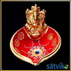 Satvik Colorful Clay Diya Ganpati Bowl (C39) For Diwali Festival, Diyas For Decoration, Mitti Diya Oil Lamp Clay Diyas