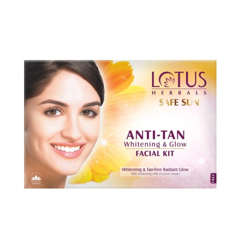 Lotus Herbals Safe Sun Anti Tan Whitening & Glow Facial Kit, for All