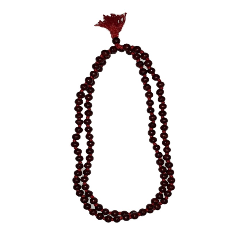 Satvik Wooden Red Beads Mala For Puja, Prayer, Japmala, 108 Beads Mala