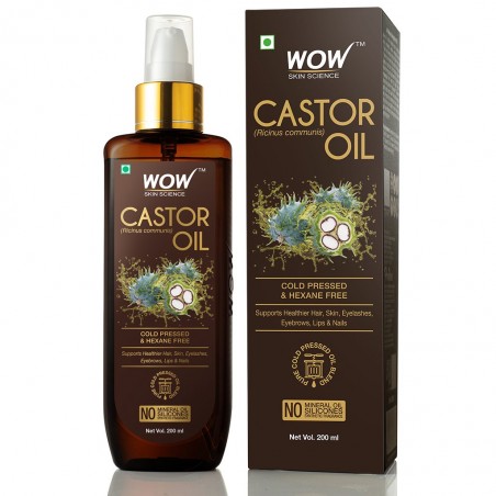 WOW Skin Science Castor Oil, 200ml- Supports Healthier Hair, Skin, Eyelashes, Eyebrows, Lips & Nails, For Skin & Hair Types