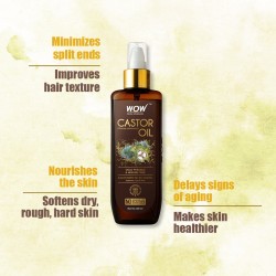 WOW Skin Science Castor Oil, 200ml- Supports Healthier Hair, Skin, Eyelashes, Eyebrows, Lips & Nails, For Skin & Hair Types