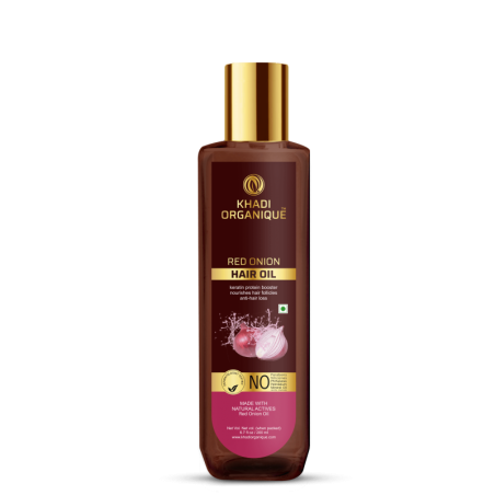 Khadi Organique Red Onion Hair Oil, 200ml- Keratin Protein Booster, Nourishes Hair Follicles, Anti-Hair Loss