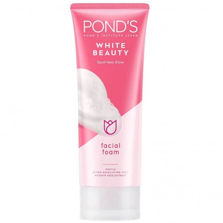 Pond’s White Beauty Facial Foam, 100g Spot-Less Glow, Micro-Exfoliating Technology, Rosehip Seed Extract