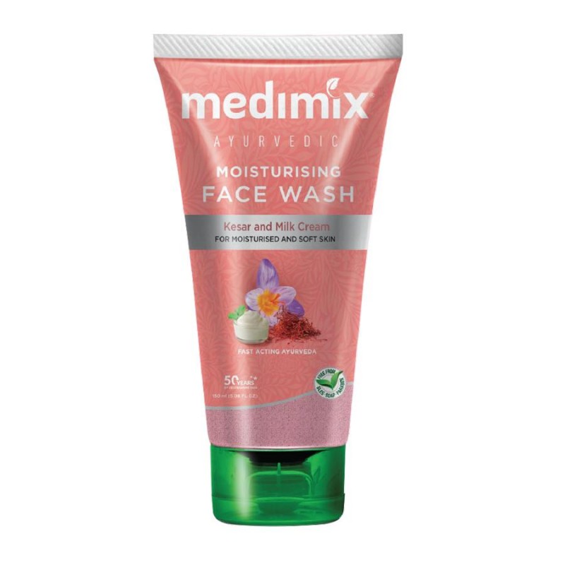 Medimix Ayurvedic Moisturizing Face Wash, 150ml- With Kumkumadi Oil & Milk Cream, For Moisturized & Soft Skin
