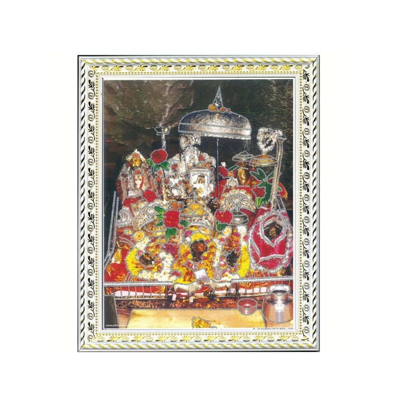 Satvik Durga Ma, Jai Ambe, Forms Of Goddess Durga Photo Frame For Navratri Puja, Designer White Photo Frame for Pooja (17*22cms)