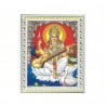 Satvik Goddess Saraswati, Designer White Photo Frame (3) for Pooja, Prayer & Decor 25.2*34cms (A4)