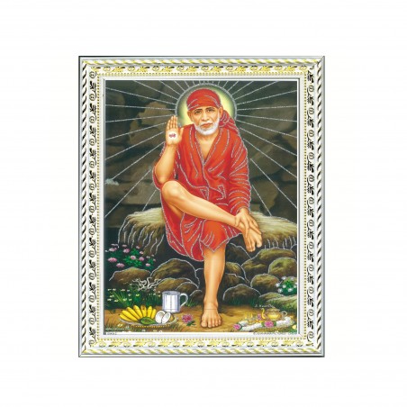 Satvik Shirdi Sai Baba Designer White Photo Frame (4) for Pooja, Prayer & Decor (17*22cms)