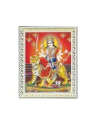 Satvik Goddess Durga Ma Sherawali, Ma Ambe Designer White Photo Frame (2) for Pooja, Prayer & Decor 25.2*34cms (A4)