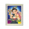 Satvik Bal Ganesha, Lord Ganesha With Shiva Linga Designer White Photo Frame (6) for Pooja, Prayer & Decor (17*22cms)