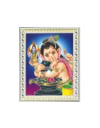 Satvik Bal Ganesha, Lord Ganesha With Shiva Linga Designer White Photo Frame (6) for Pooja, Prayer & Decor 25.2*34cms (A4)