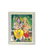 Satvik Lord Shiva, Mata Parvati, Lord Karthik & Lord Ganesha Designer White Photo Frame (2) for Pooja, Prayer & Decor (17*22cms)