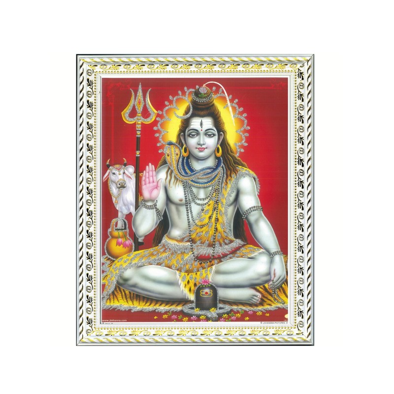 Satvik Lord Shiva Designer White Photo Frame (1) for Pooja, Prayer & Decor (17*22cms)