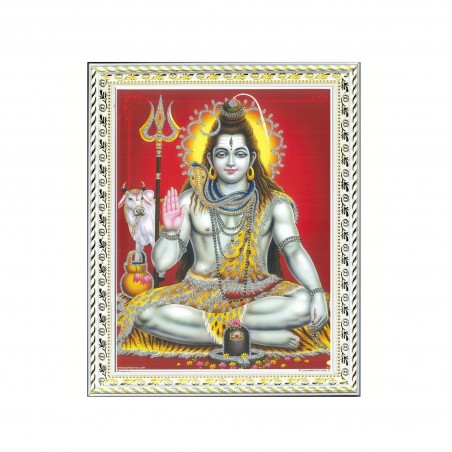 Satvik Lord Shiva Designer White Photo Frame (1) for Pooja, Prayer & Decor (17*22cms)