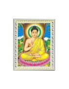 Satvik Lord Buddha Designer White Photo Frame (1), Religious Photo Frame For Worship, Home Decor, Wall Art (17*22cms)