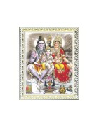 Satvik Lord Shiva, Mata Parvati, Lord Karthik & Lord Ganesha Designer White Photo Frame (3) for Prayer & Decor (25.2*34cm- A4)