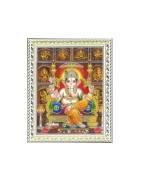 Satvik Lord Ganesha, Ashtavinayaka Designer White Photo Frame (4) for Pooja, Prayer & Decor (25.2*34cm- A4)