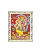 Satvik Lord Ganesha Designer White Photo Frame (2) for Pooja, Prayer & Decor (17*22cms)