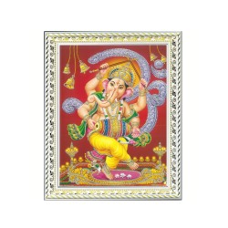 Satvik Lord Ganesha Designer White Photo Frame (2) for Pooja, Prayer & Decor (17*22cms)