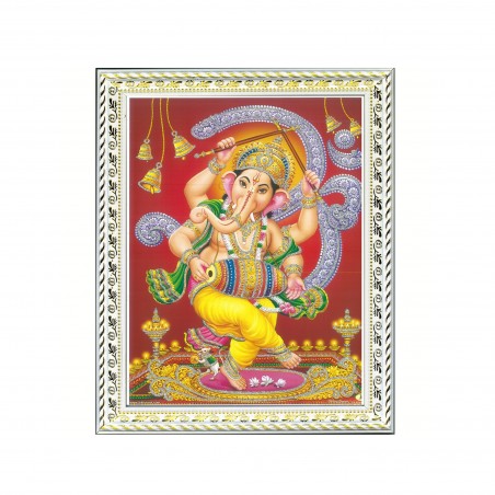 Satvik Lord Ganesha Designer White Photo Frame (2) for Pooja, Prayer & Decor (25.2*34cm- A4)