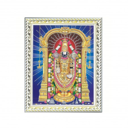 Satvik (New) Lord Tirupati Balaji, Srinivasa, Venkateswara Designer White Photo Frame (4) for Pooja, Prayer & Decor (17*22cms)