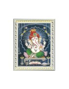 Satvik Lord Ganesha Designer White Photo Frame (3) for Pooja, Prayer & Decor (17*22cms)