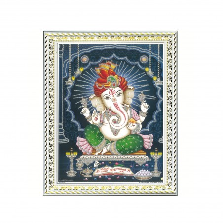 Satvik Lord Ganesha Designer White Photo Frame (3) for Pooja, Prayer & Decor (17*22cms)