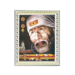 Satvik (New) Shirdi Sai Baba Designer White Photo Frame (3) for Pooja, Prayer & Decor
