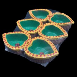 Satvik Colorful Clay Diyas (C14) For Diwali Festival, Multicolor Diwali Diyas For Decoration, Mitti Diya Oil Lamp Clay Diyas