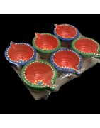 Satvik Colorful Clay Diyas (C17) For Diwali Festival, Multicolor Diwali Diyas For Decoration, Mitti Diya Oil Lamp Clay Diyas
