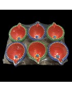 Satvik Colorful Clay Diyas (C17) For Diwali Festival, Multicolor Diwali Diyas For Decoration, Mitti Diya Oil Lamp Clay Diyas