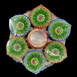 Satvik Colorful Clay Diya Set (C33) For Diwali Festival, Multicolor Diwali Diyas For Decoration, Mitti Diya Oil Lamp Clay Diyas