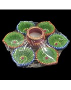 Satvik Colorful Clay Diya Set (C33) For Diwali Festival, Multicolor Diwali Diyas For Decoration