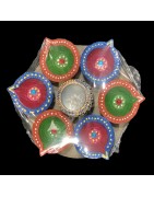 Satvik Colorful Clay Diya Set (C38) For Diwali Festival, Multicolor Diwali Diyas For Decoration, Mitti Diya Oil Lamp Clay Diyas
